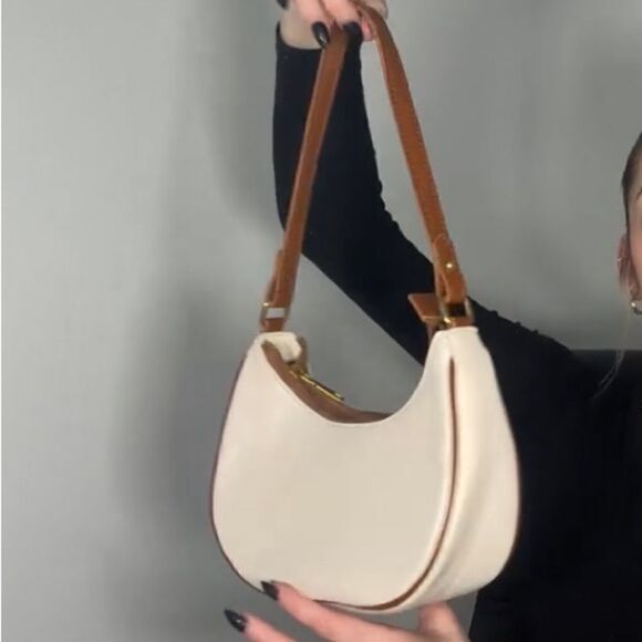 New Crescent Shoulder Bag Crossbody Purse Vegan Leather Zippered Handbag - Picture 2 of 9